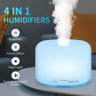 Humidifier Aromatherapy Machine 7 Color Night Light with Bluetooth Speaker